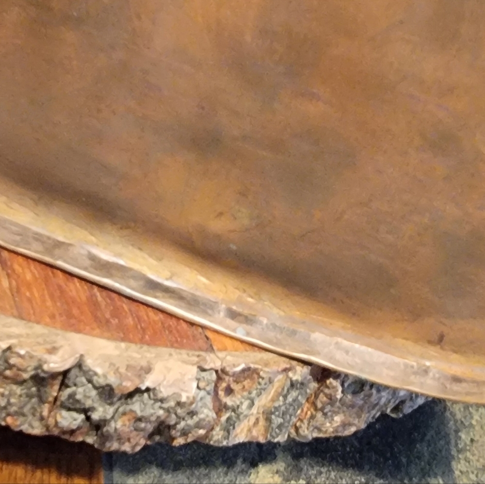 Antique Hand Crafted Copper Cauldron Vessel Tub Planter Cast Hnd Rivited Marked - Picture 8 of 13